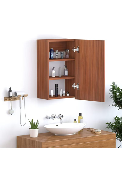 Modern home Cabinets with Single Mirrored Door with 3 Storage Units with Shelves