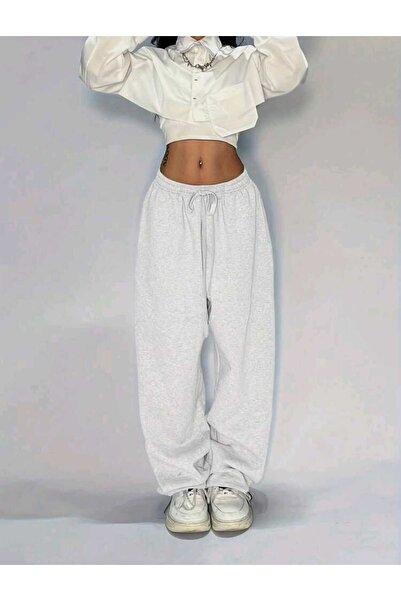 BERYY MODA Gri Kadın Baggy Battal Büyük Beden Spor Giyim Kaliteli Bol Kesim Esnek Rahat Kumaş Eşofman Altı410