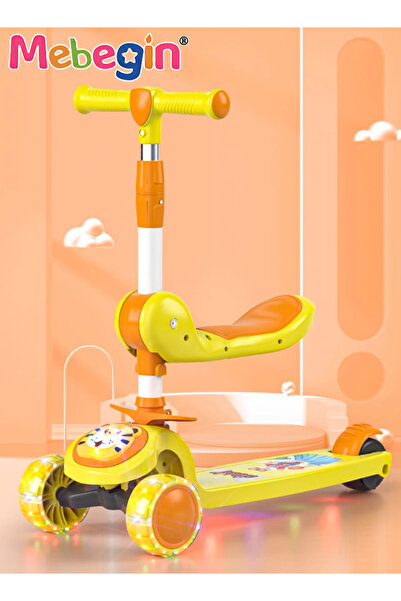 MEBEGIN Foldable 3 Wheel Scooter with Tiger Appearance, 2 in 1 Non-Slip Scoot...