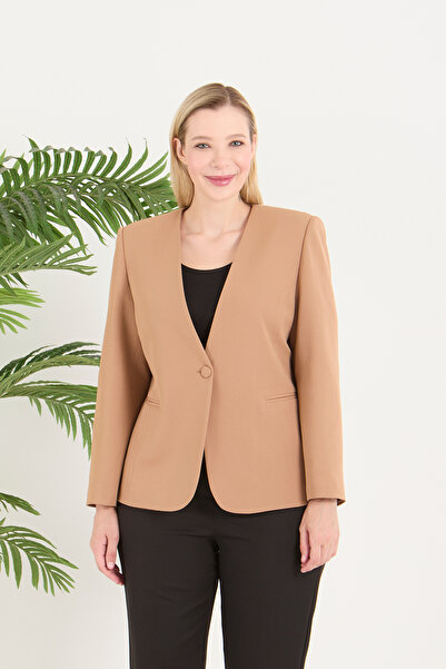 Fagi Γυναικείο μπουφάν μεγάλου μεγέθους με λαιμόκοψη σε σχήμα V με ένα κουμπί...