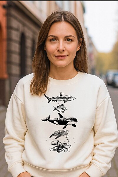 Alfa Tshirt Orca Black and White Printed 3 Thread Ecru Sweat (Children - Adult)