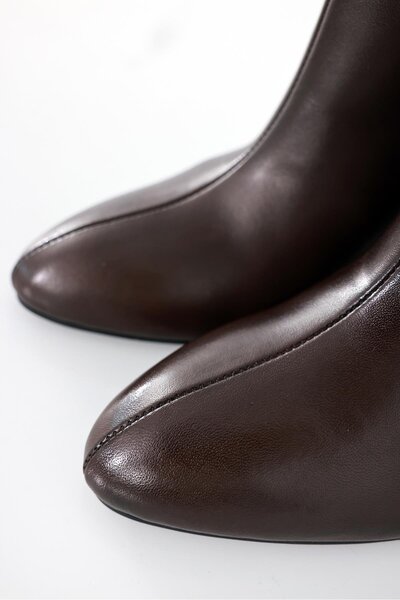 5in1Canpolat Brown Heeled Classic Boots 25163