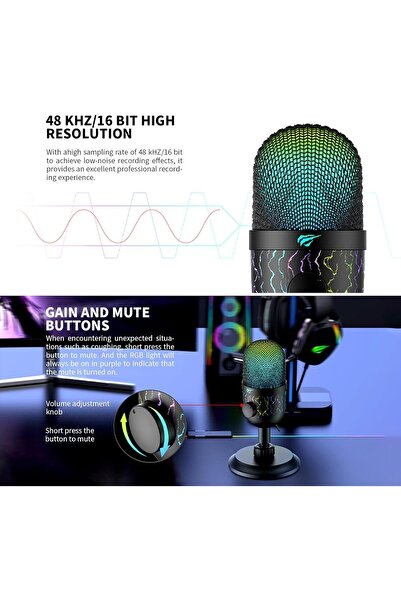 Havit GK52 Live Recording Microphone, Black - Cardioid Pickup Pattern