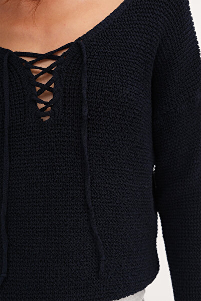 Addax Knitwear Sweater with Tie Detail K10323