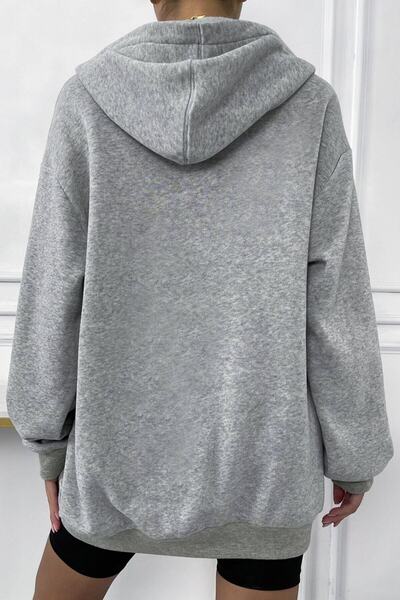 zeag Unisex Gray Zippered Sweat Hooded Cardigan