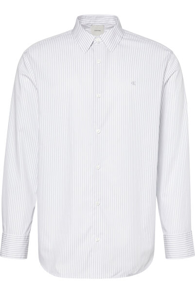 Calvin Klein LS STRIPE DOBBY RELAXED SHIRT Gri Erkek Gömlek