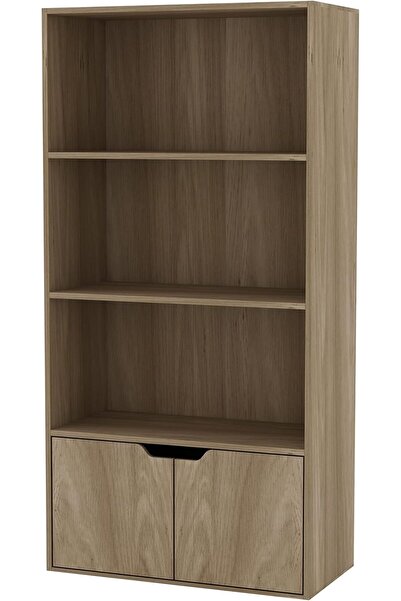 Modern home Beige Bookcase with 2-Door Bottom Cabinet | Multi-Use Office & Home Storage