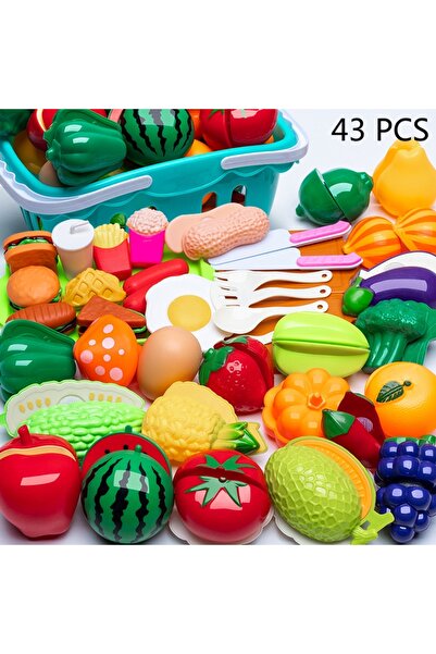 choice2 43 PCS DIY Fruit Cutting Toys Vegetables Fruits And Vegetables Parent-Child Simulation Kitchen Food