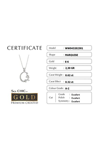 So CHIC... Beyaz Altın Sertifikalı Premium Created Taşlı 42 Cm Kolye
