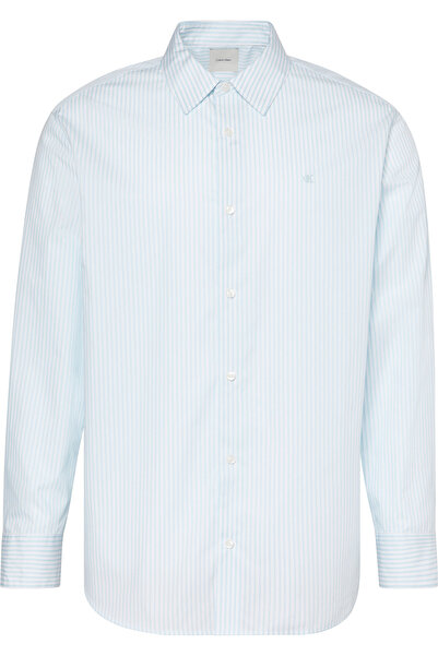 Calvin Klein LS STRIPE DOBBY RELAXED SHIRT Mavi Erkek Gömlek