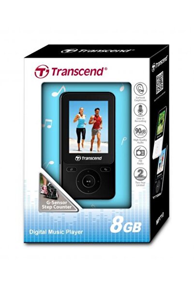 Transcend 8GB MP710 Digital Music Player w/ FM Radio, G-Sensor Step Counter - Black Edition