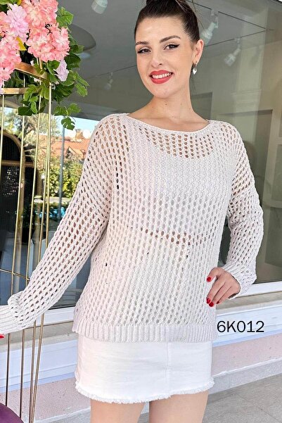 İnce Topuk Διάτρητη Πλεκτή Μπλούζα 6k012