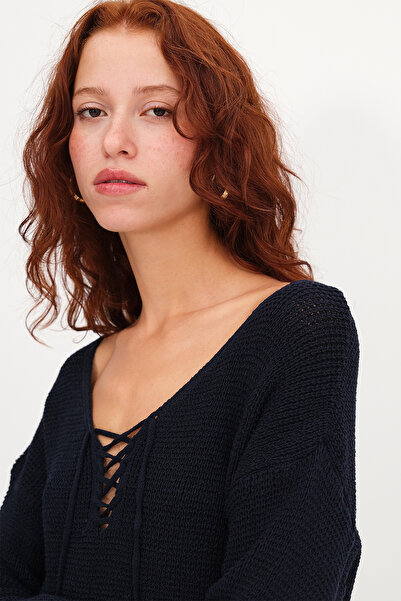 Addax Knitwear Sweater with Tie Detail K10323