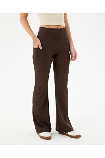 Ayma Active Brown Pocket Flare Pants