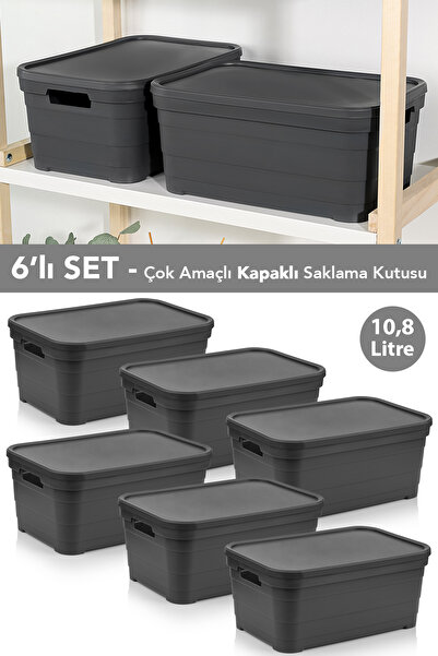 Meleni Home 6 Adet Kapaklı Dekoratif Piramit Saklama Kutusu - Dolap Düzenleyi...