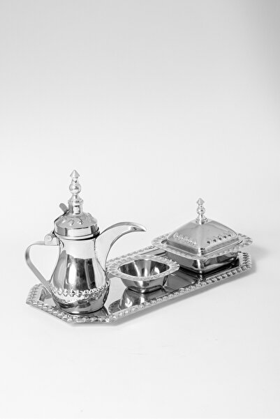 Bin Shihoun Steel hospitality set (coffee pot + date bowl + Nawa plate + Tabsiyya) Indian