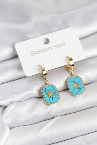 Clariss 316L Steel Gold Color Pole Star Model Women's Earrings