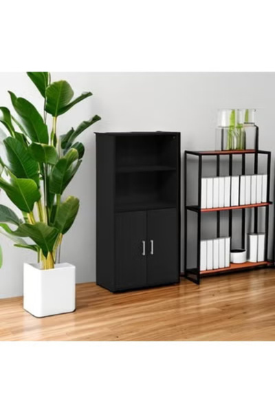 Modern home Modern Black bookcase with 6 shelves for storage and display perfect for offices and homes