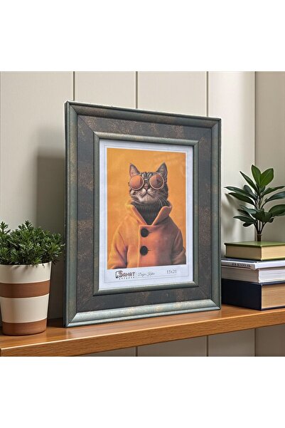 Peramari Decorative Wooden Art Picture Frame Khaki Green-Grey 15X21 cm