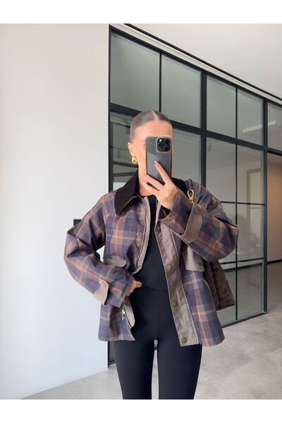 BB Bensu Buyruk KADİFE YAKALI EKOSE CEKET