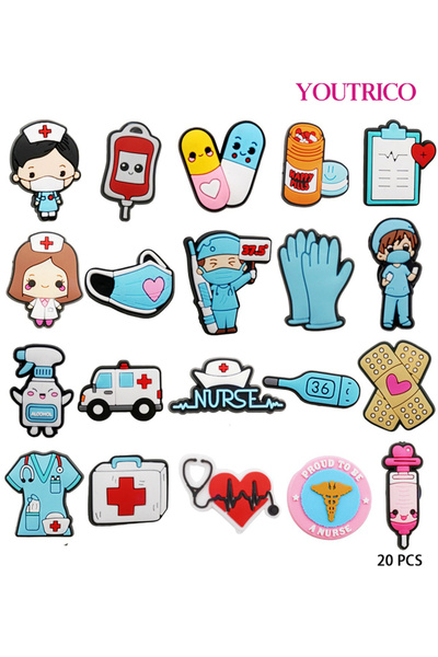 Youtrico مجموعة زينة شبشب من البولي فينيل كلوريد - زينة جيبيتز الكرتونية الملونة