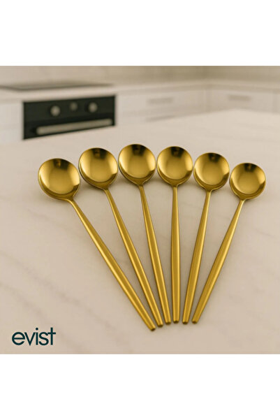 EVİST طقم ملاعق طعام ذهبية فاخرة مكون من 6 قطع - انعكاس الأناقة والرقي على طا...