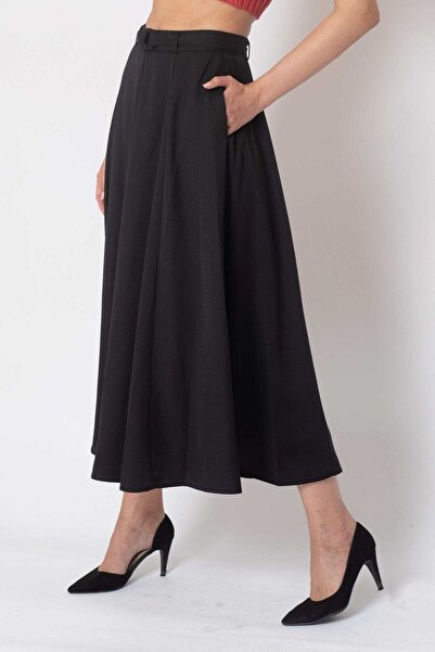 Nichii Solid Midi Skirt with Side Pocket