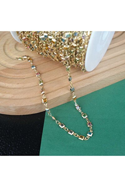 Prestij Boncuk سلسلة معدنية ذهبية 5 مم مربعة الشكل متعددة الألوان، سلسلة نظار...