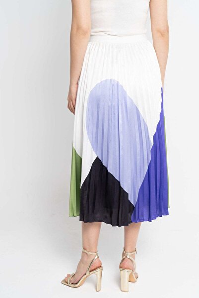 Nichii Graphic Print Pleated Midi Skirt