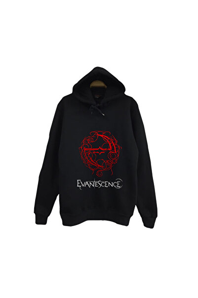 fame-stoned إيفانيسنس - سويت شيرت بقلنسوة أسود اللون مطبوع عليه موسيقى للجنسي...