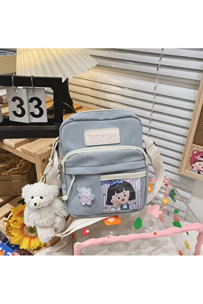 NETAVANTAJ Ayıcık Figürlü Kawaii Çantası Omuz Çantası Mavi