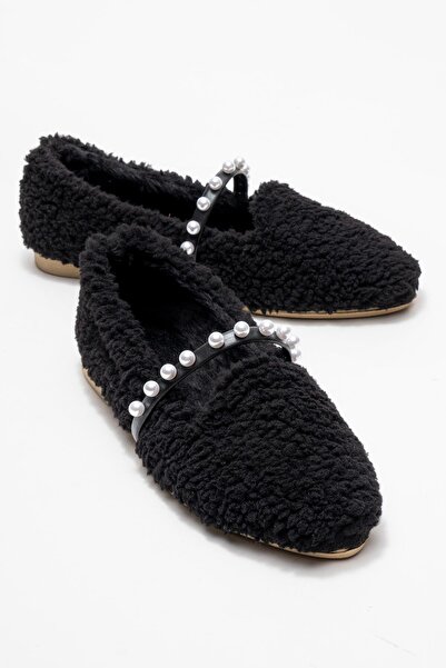 CCWAY AYAKKABI Women's Pearl Belted Home Slippers Black