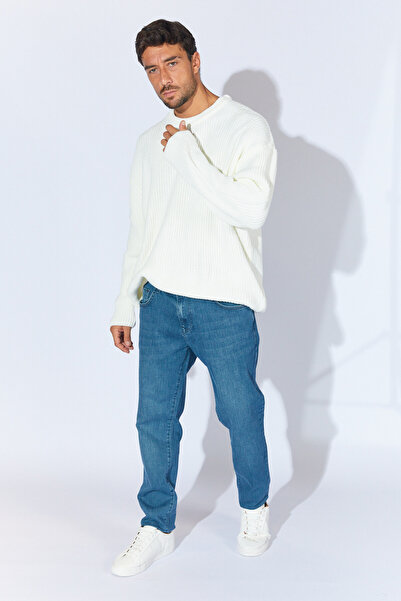 Manche Bisiklet Yaka Oversize Basic Kazak - Ekru | MEW515256-01