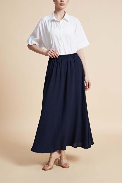 Yola Solid Loose Fit Midi Skirt