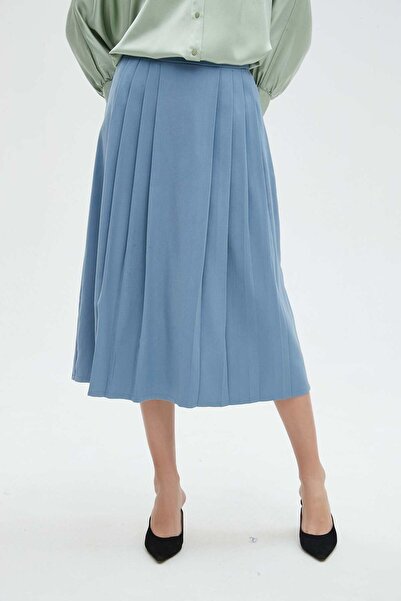 Nichii Solid Ruffled Midi Skirt