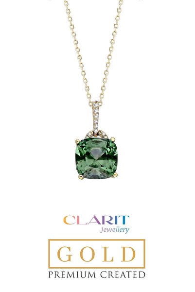 So CHIC... Tourmaline Taşlı Clarit Serisi 41 Cm 14 Ayar Sarı Altın Kolye