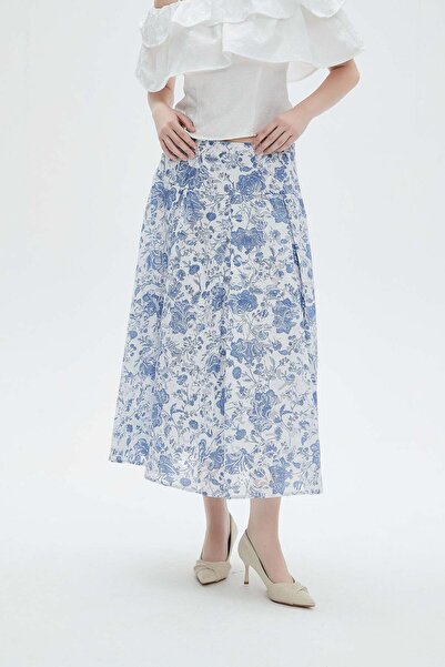 mica Embroidered Loose Fit Midi Skirt