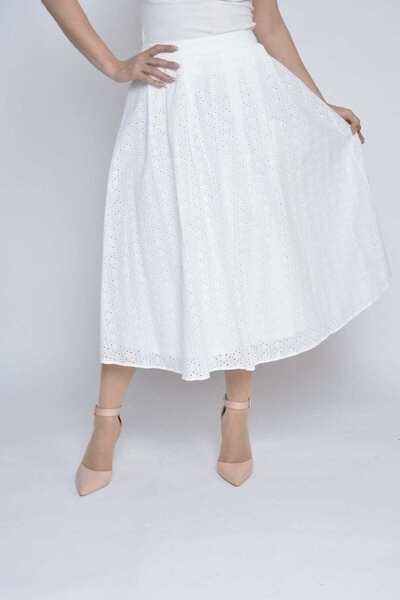 Nichii Embroidered Wide Midi Skirt