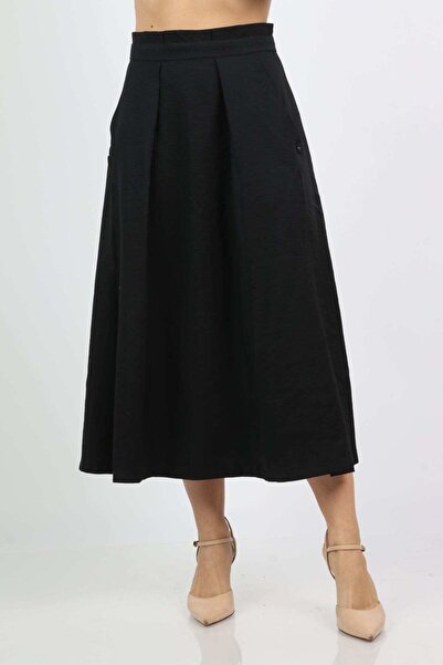 Nichii تنورة متوسطة الطول سادة بخصر عالٍ