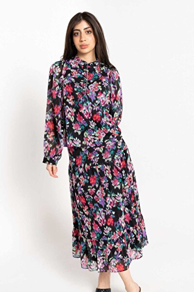 Nichii Floral Ruffled Midi Skirt