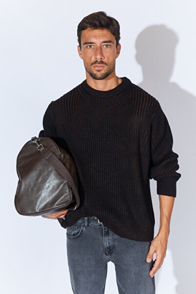 Manche سترة بياقة دائرية بلونين - أسود-بني |   MEW515223-01