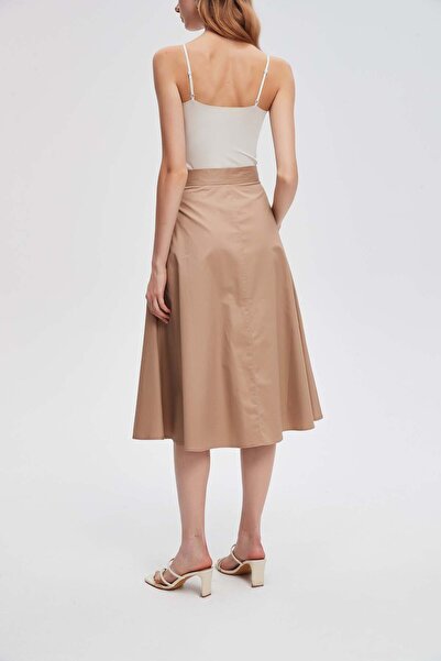 menta Solid Midi Flared Skirt