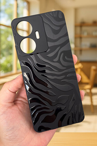 Vip Case Realme C55 Uyumlu Zebra Desenli Silikon Darbe Emici Klasik Korumalı Rubber Kılıf