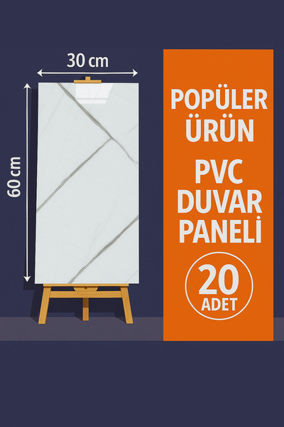 Popüler gri çizgili Mermer Desenli Kendinden Yapışkanlı PVC Duvar Paneli 30x60 cm 20’li