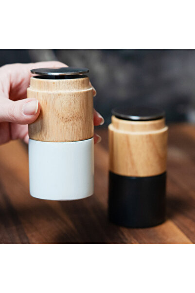 Trebonn Râșniță de sare și piper Woody 1924202, mecanism ceramic, bambus, negru