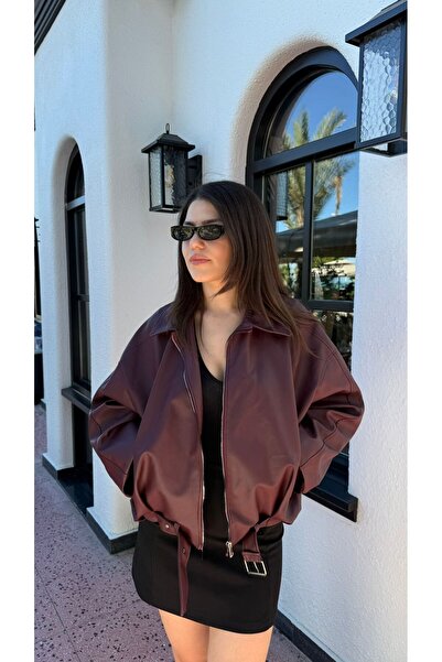 MODA Oversize Bomber Kadın Deri Ceket