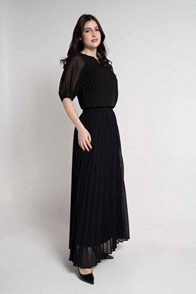 Nichii الصلبة تنورة ماكسي مطوي