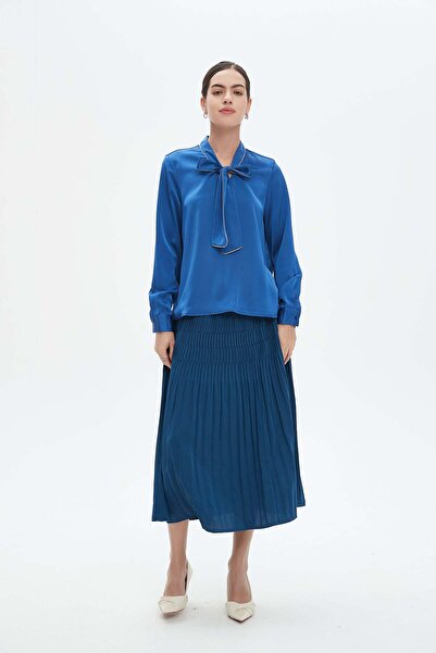 Nichii Striped Pleated Midi Skirt