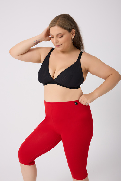 ELİT zümrüt Women's Knee-Length Capri Leggings 100% Cotton with Elastic Waistband