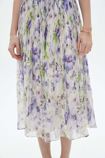 Nichii Embroidered Ruffled Midi Skirt